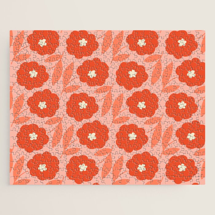 Bold Flower - Red and Peach Jigsaw Puzzle Gallery Image 1
