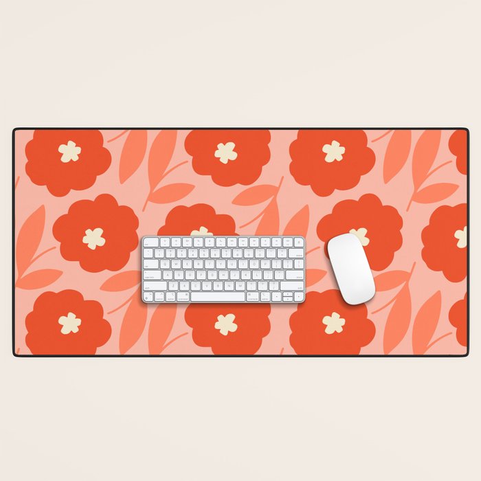 Bold Flower - Red and Peach Desk Mat Gallery Image 1