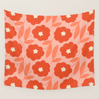 Bold Flower - Red and Peach Wall Tapestry Gallery Image 4