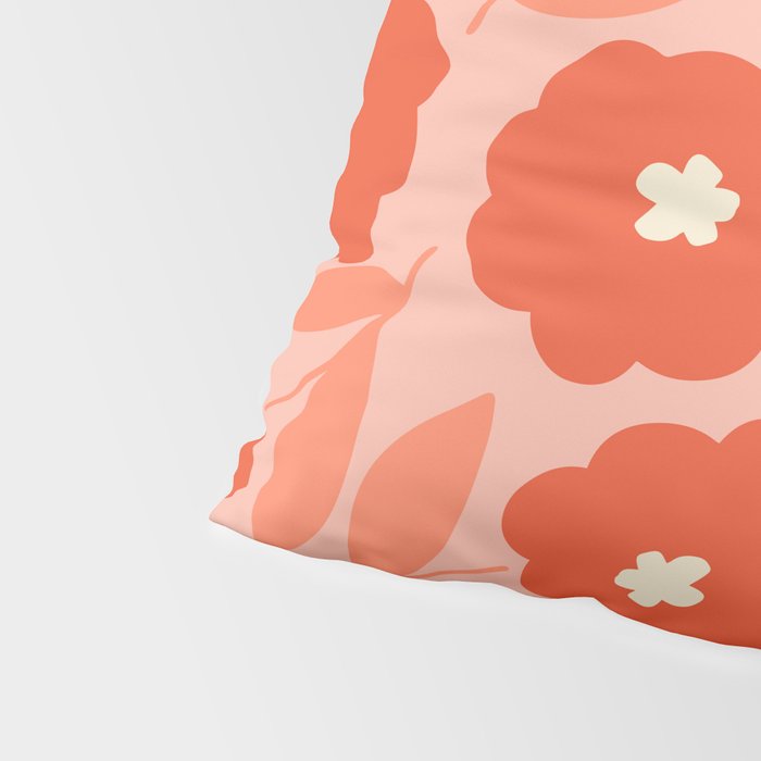 Bold Flower - Red and Peach Pillow Sham Gallery Image 4