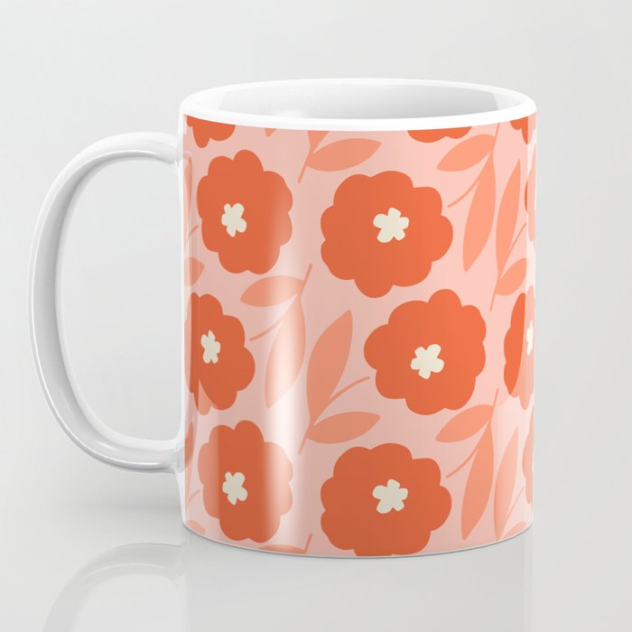 Bold Flower - Red and Peach Coffee Mug Gallery Image 3