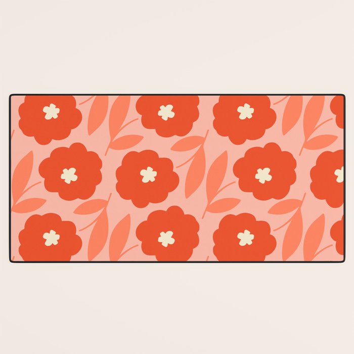 Bold Flower - Red and Peach Desk Mat Gallery Image 3