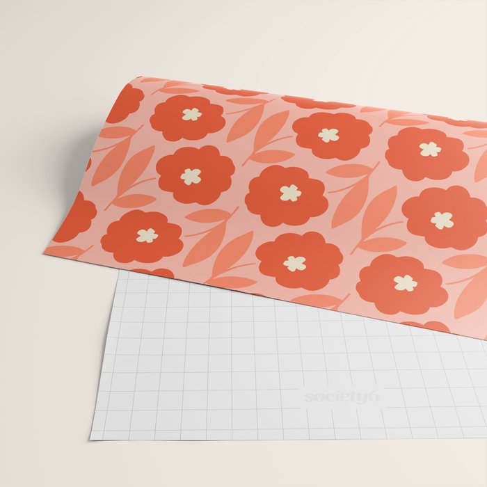 Bold Flower - Red and Peach Wrapping Paper Gallery Image 2