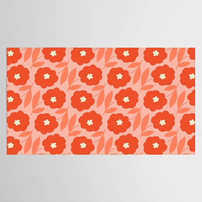 Bold Flower - Red and Peach Tablecloth Gallery Image 2