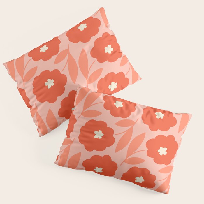 Bold Flower - Red and Peach Pillow Sham Gallery Image 3