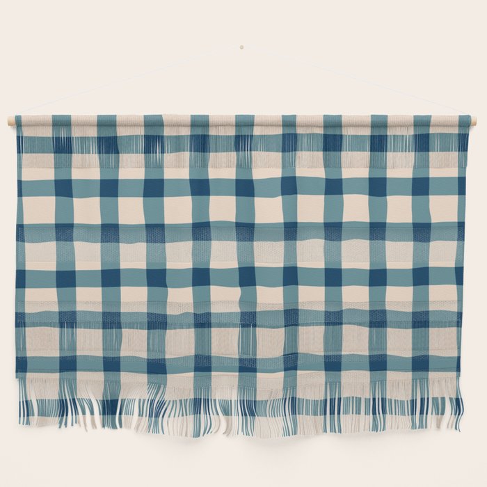 Organic Gingham Blue Wall Hanging Gallery Image 1