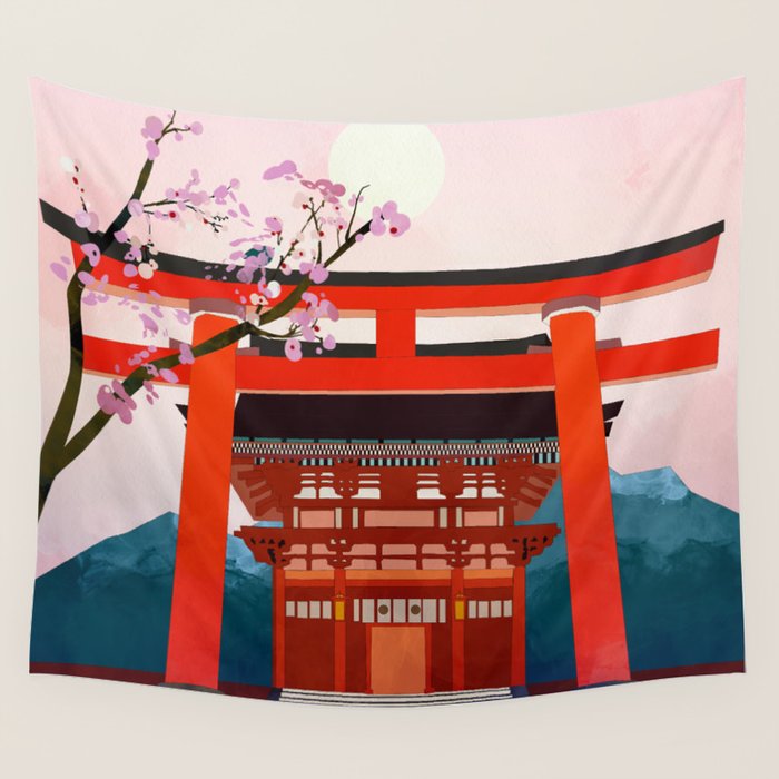 kyoto japan travel Wall Tapestry Gallery Image 1