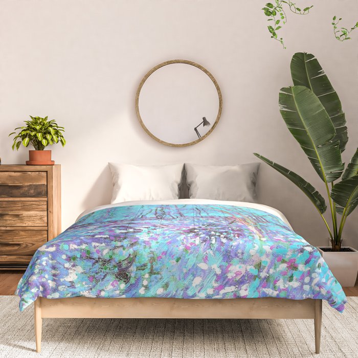 Van Gogh Trees & Underwood Aqua Lavender Comforter Gallery Image 3