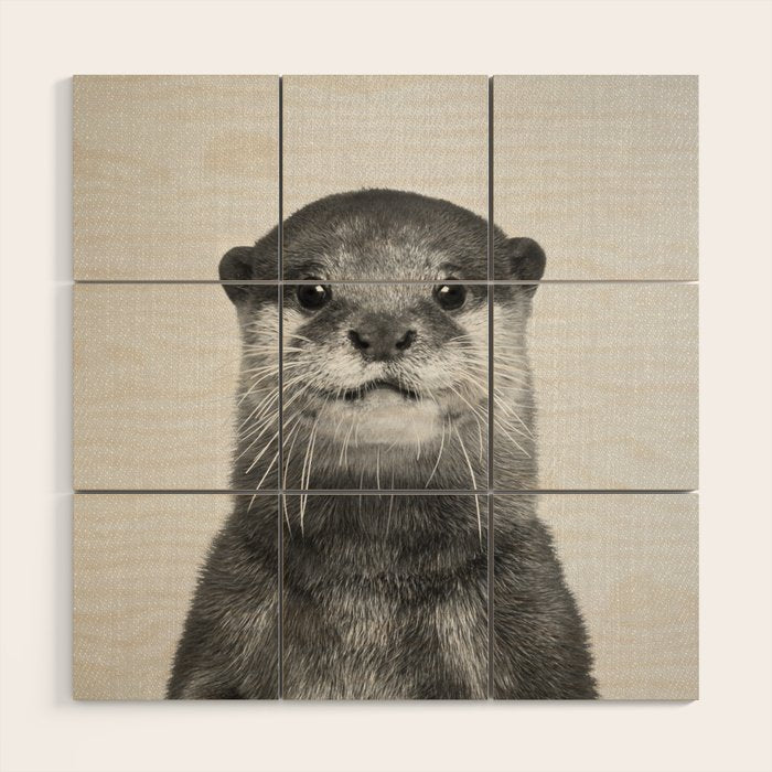 Otter - Black & White Wood Wall Art Gallery Image 1