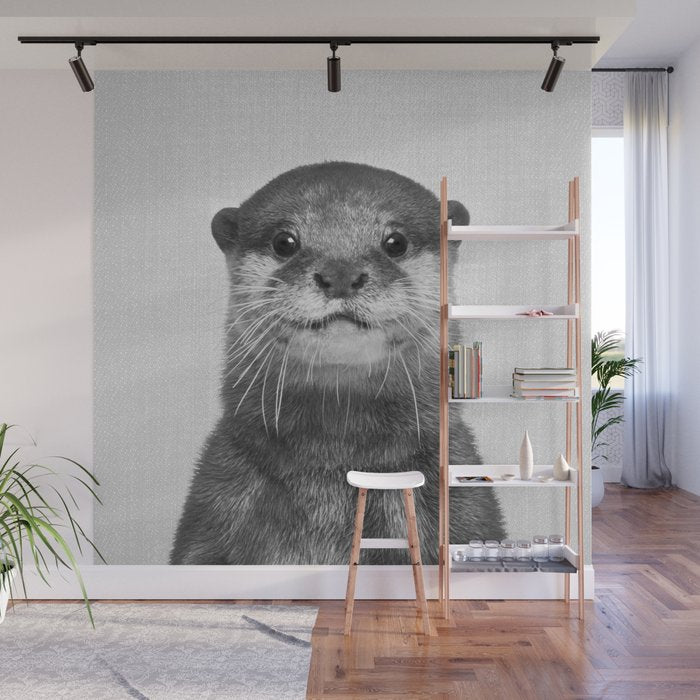 Otter - Black & White Wall Mural Gallery Image 1