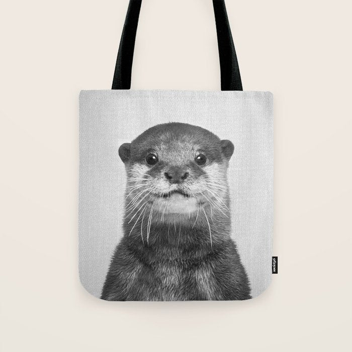 Otter - Black & White Tote Bag Gallery Image 1