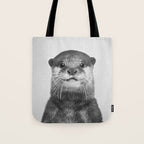 Otter - Black & White Tote Bag Gallery Image 1