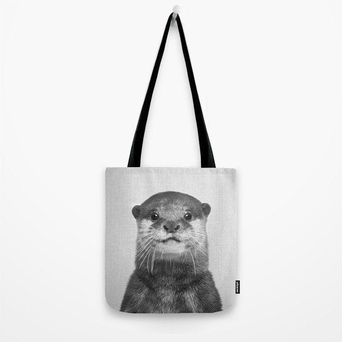 Otter - Black & White Tote Bag Gallery Image 2
