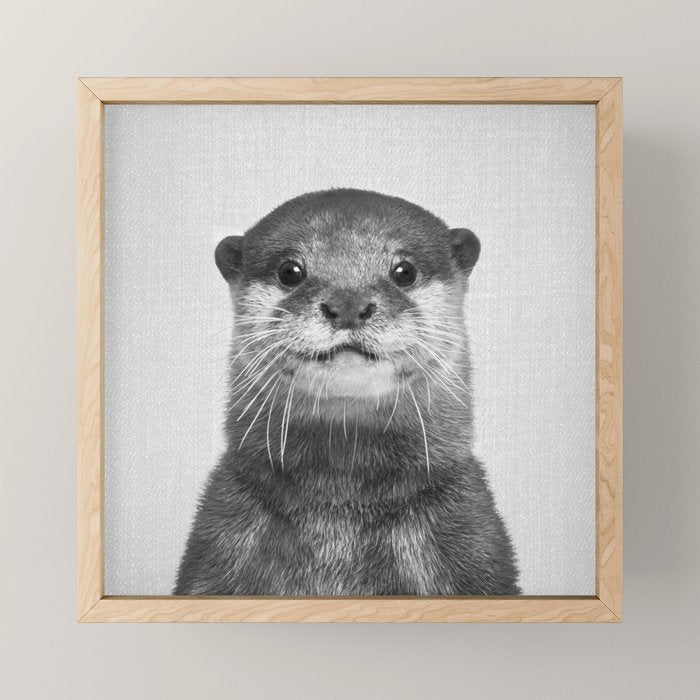 Otter - Black & White Mini Art Print Gallery Image 1
