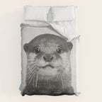 Otter - Black & White Duvet Cover Gallery Image 6