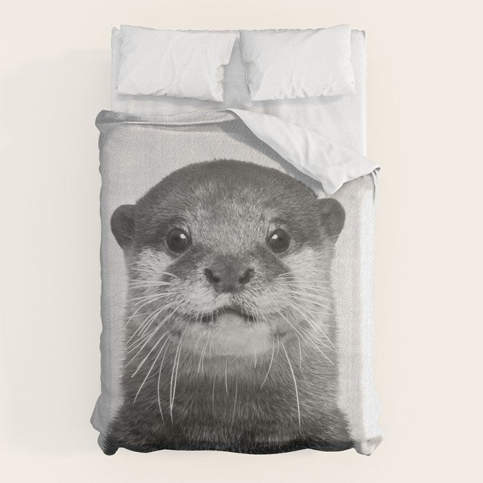Otter - Black & White Duvet Cover Gallery Image 6