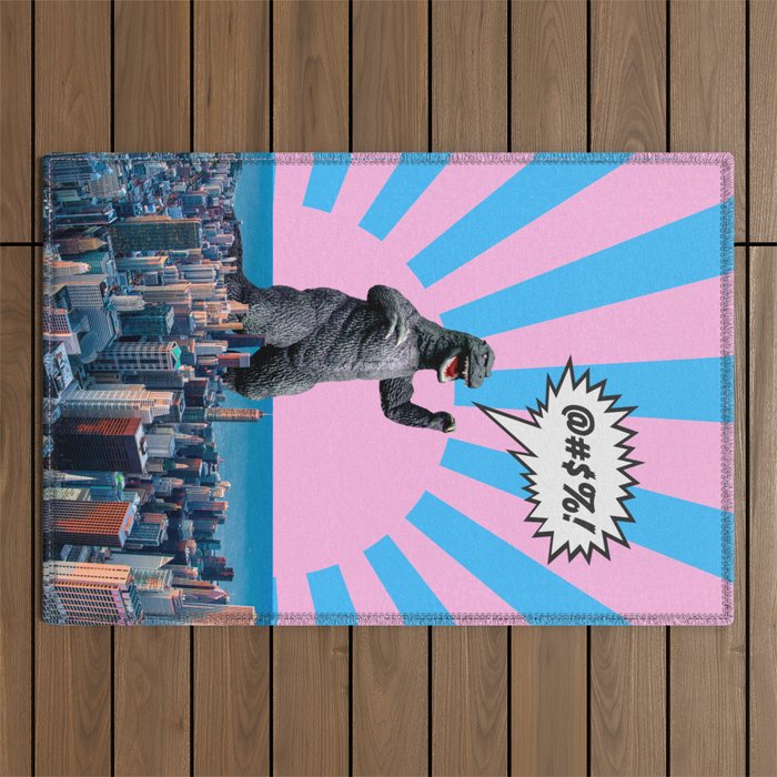 Monster in Town (@#%!) Outdoor Rug Gallery Image 1
