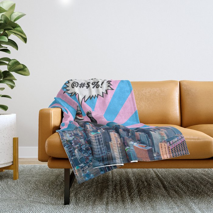 Monster in Town (@#%!) Throw Blanket Gallery Image 1