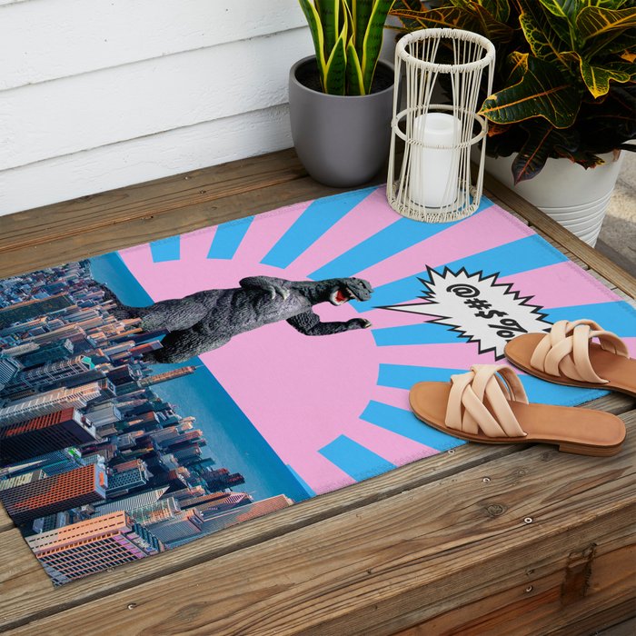 Monster in Town (@#%!) Outdoor Rug Gallery Image 2