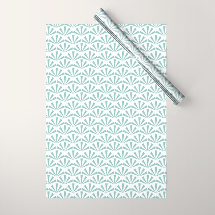 Light teal mid century modern sun pattern Wrapping Paper Gallery Image 1