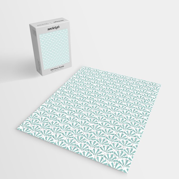 Light teal mid century modern sun pattern Jigsaw Puzzle Gallery Image 2