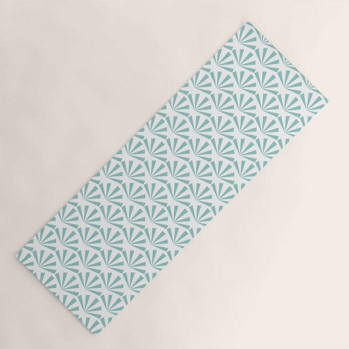 Light teal mid century modern sun pattern Yoga Mat Gallery Image 1