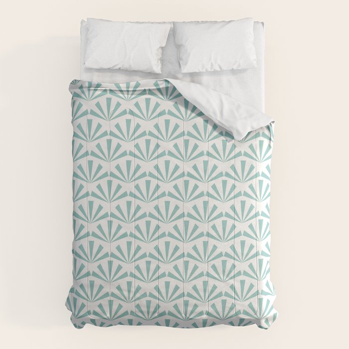 Light teal mid century modern sun pattern Comforter Gallery Image 6
