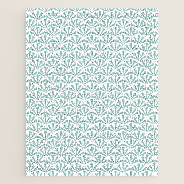 Light teal mid century modern sun pattern Jigsaw Puzzle Gallery Image 1
