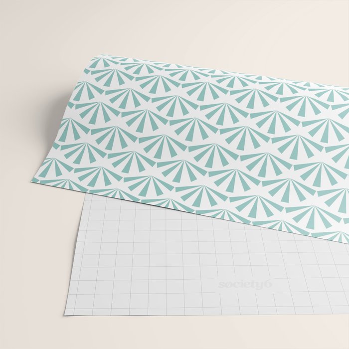 Light teal mid century modern sun pattern Wrapping Paper Gallery Image 2