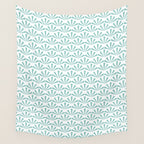 Light teal mid century modern sun pattern Wall Tapestry Gallery Image 4