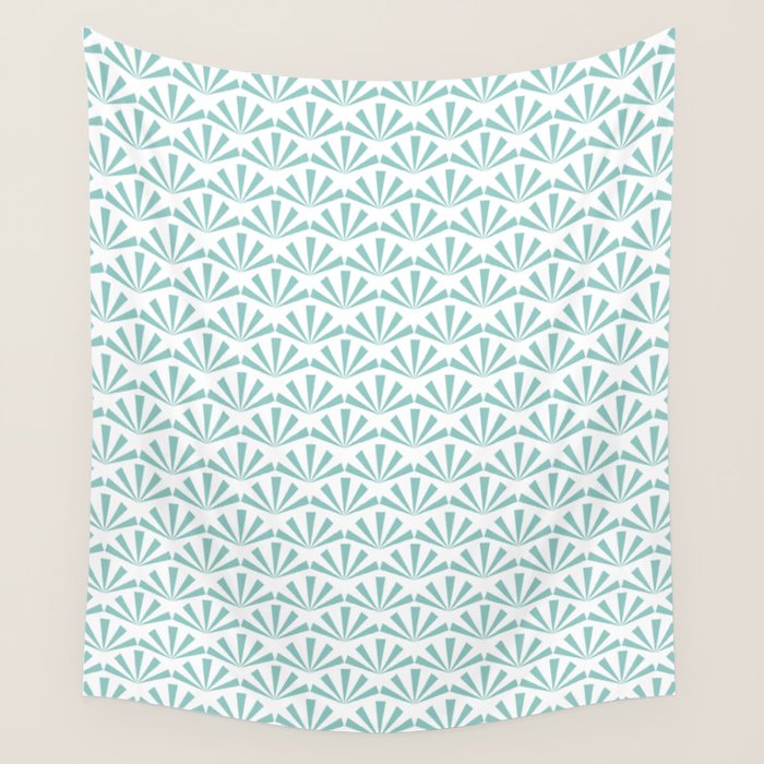 Light teal mid century modern sun pattern Wall Tapestry Gallery Image 4