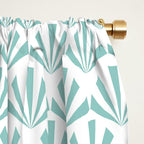 Light teal mid century modern sun pattern Window Curtain Gallery Image 2