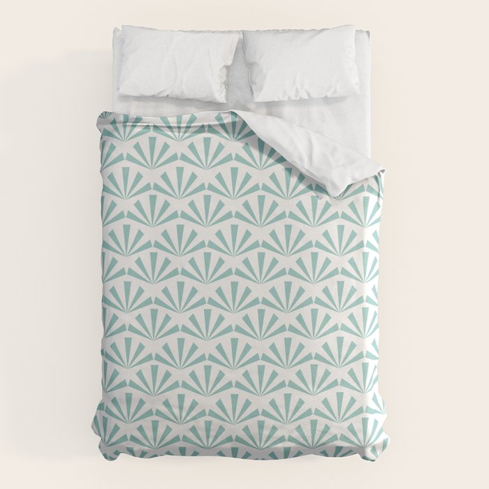 Light teal mid century modern sun pattern Duvet Cover Gallery Image 6
