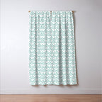 Light teal mid century modern sun pattern Window Curtain Gallery Image 3