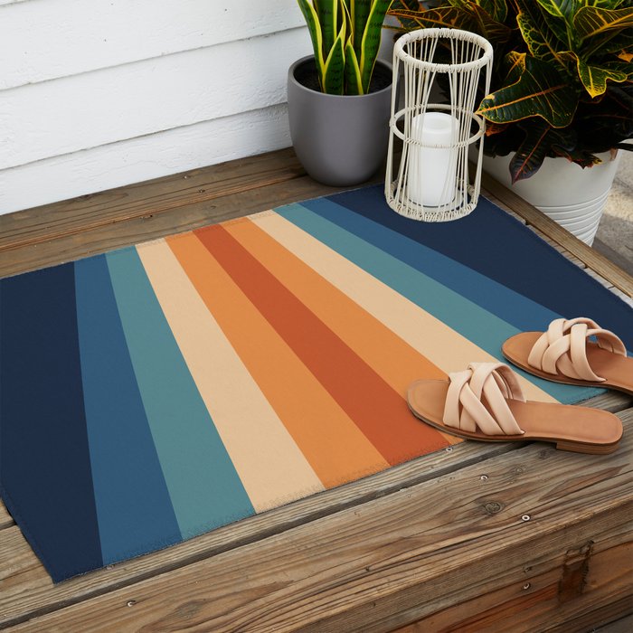 70's Retro Stripes Outdoor Rug Gallery Image 2