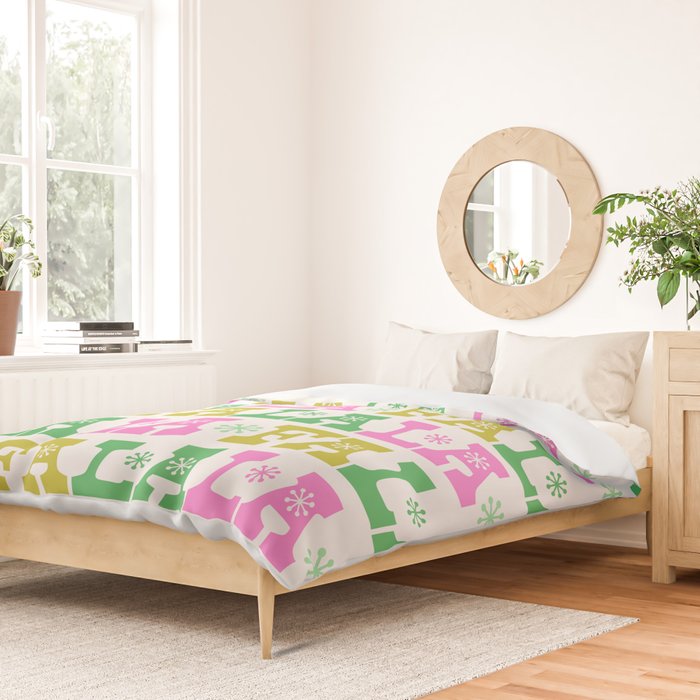 Fa La La- Pink & Green Duvet Cover Gallery Image 2