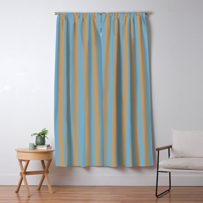 Sky Blue Taffy Stripes Window Curtain Gallery Image 5