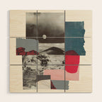 Mountains / Paper Collage Wood Wall Art Gallery Image 1