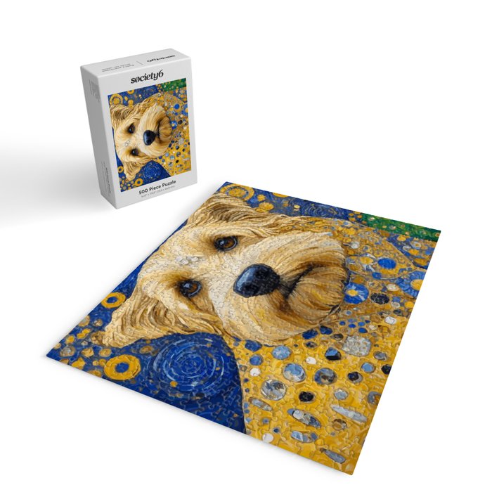Gustav Klimt Dog in a Starry Night Landscape Jigsaw Puzzle Gallery Image 2