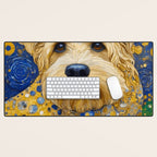 Gustav Klimt Dog in a Starry Night Landscape Desk Mat Gallery Image 1