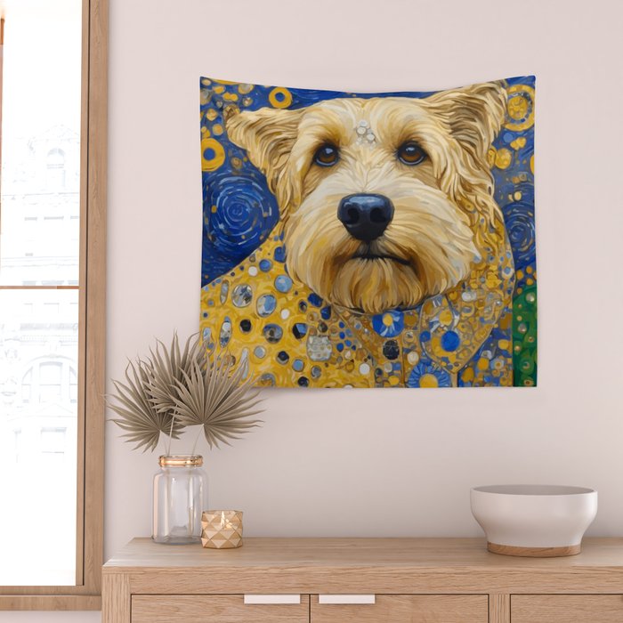 Gustav Klimt Dog in a Starry Night Landscape Wall Tapestry Gallery Image 2