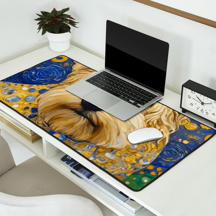Gustav Klimt Dog in a Starry Night Landscape Desk Mat Gallery Image 2