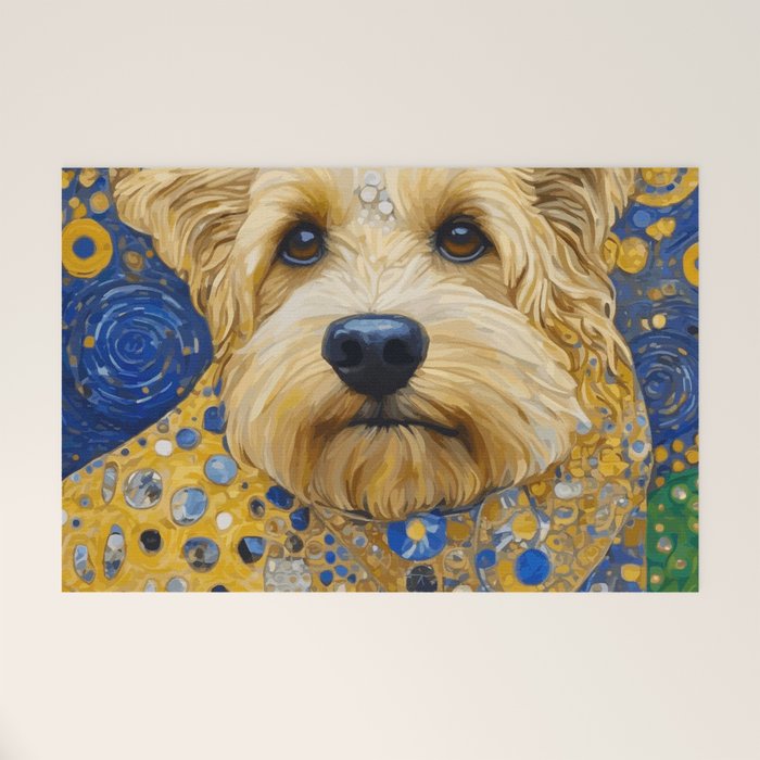 Gustav Klimt Dog in a Starry Night Landscape Welcome Mat Gallery Image 1