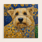 Gustav Klimt Dog in a Starry Night Landscape Wood Wall Art Gallery Image 1