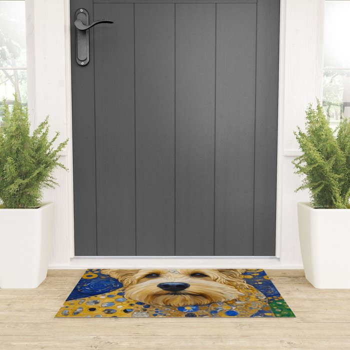 Gustav Klimt Dog in a Starry Night Landscape Welcome Mat Gallery Image 3