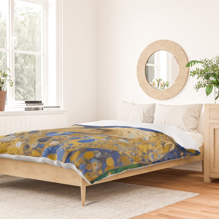 Gustav Klimt Dog in a Starry Night Landscape Duvet Cover Gallery Image 2