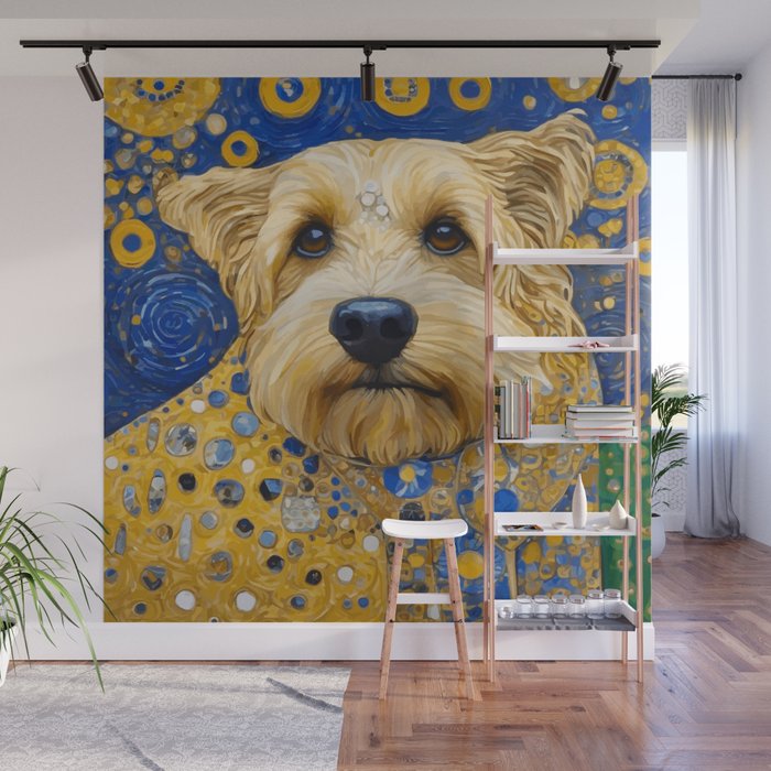 Gustav Klimt Dog in a Starry Night Landscape Wall Mural Gallery Image 1