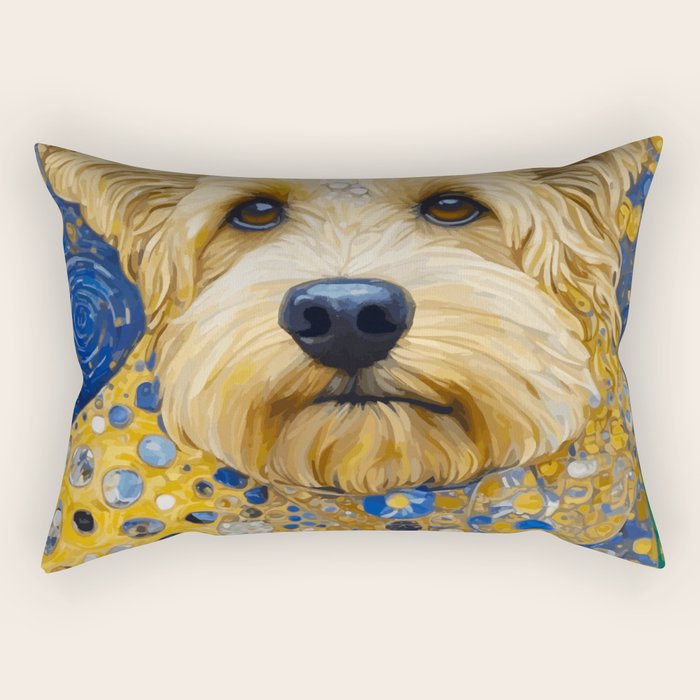 Gustav Klimt Dog in a Starry Night Landscape Rectangular Pillow Gallery Image 1
