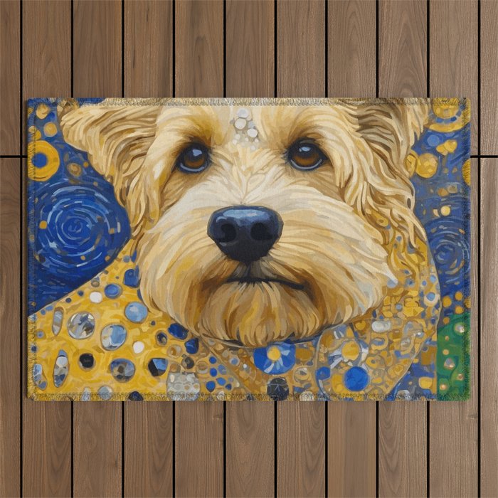 Gustav Klimt Dog in a Starry Night Landscape Outdoor Rug Gallery Image 1