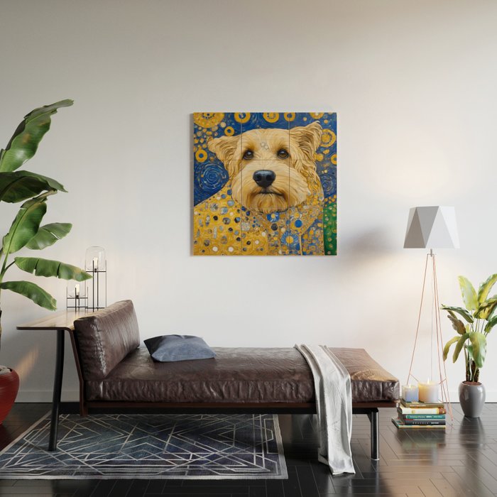 Gustav Klimt Dog in a Starry Night Landscape Wood Wall Art Gallery Image 2